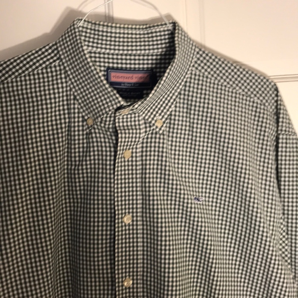 Vineyard Vines Whale Shirt XL Gingham Green/White